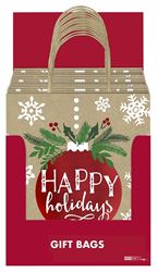 Hometown Holidays 69642 Kraft Gift Bag, 5.1 in W, 11 in H, Paper, Foil  24 Pack