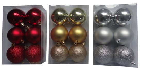 Hometown Holidays 99607 Christmas Ornament, PVC, Gold/Silver/ Red  48 Pack