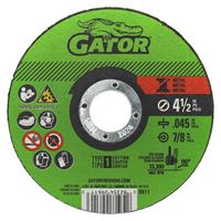 Gator 9611 Cut-Off Wheel, 4-1/2 in Dia, 0.045 in Thick, 7/8 in Arbor, Aluminum Oxide Abrasive 