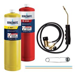 BernzOmatic WK5500KC Brazing Torch Kit, MAPP, Oxygen, Manual Igniter, Brass, 10-Piece