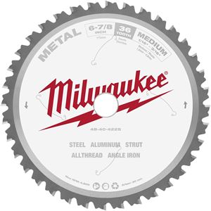Milwaukee 48-40-4225 Circular Saw Blade, 6-7/8 in Dia, 20 mm Arbor, 36-Teeth, Carbide Cutting Edge