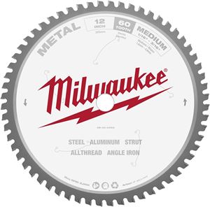 Milwaukee 48-40-4265 Circular Saw Blade, 12 in Dia, 1 in Arbor, 60-Teeth, Carbide Cutting Edge