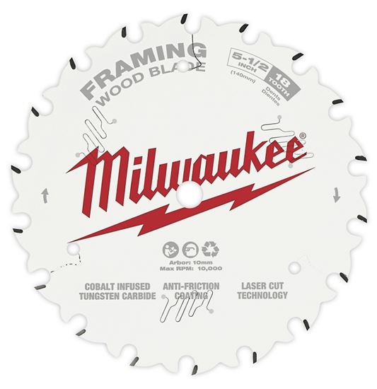 Milwaukee 48-40-0520 Circular Saw Blade, 5-1/2 in Dia, 10 mm Arbor, 18-Teeth, Carbide Cutting Edge