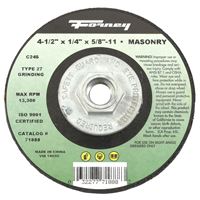 Forney 71888 Grinding Wheel, 4-1/2 in Dia, 1/4 in Thick, 5/8-11 Arbor, C24S-BF Grit, Silicon Carbide Abrasive 
