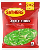 Sathers 2667 Ring Gummy Candy, Apple Flavor, 3.75 oz 12 Pack 