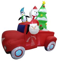 Hometown Holidays 90616 Truck Inflatable, 8 ft H, Green/Red, LED Bulb, Internal Light/Music: Flashing LED