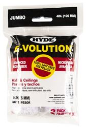 Hyde 47312 Jumbo Mini Roller Cover, 1/4 in Thick Nap, 4 in L, 2/PK 