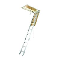 WERNER AH2210 Attic Ladder, 7 ft 8 in to 10 ft 3 in H Ceiling, 22-1/2 x 54 in Ceiling Opening, 11-Step, 375 lb 