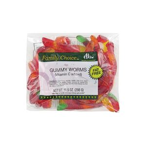 Family Choice 1119 Gummy Worm Candy, 8 oz, Pack of 12