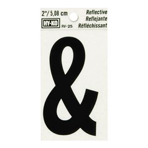 Hy-Ko RV-25/& Reflective Sign, Character: &, 2 in H Character, Black Character, Silver Background, Vinyl 10 Pack