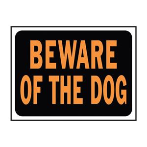 Hy-Ko Hy-Glo Series 3002 Identification Sign, Rectangular, BEWARE OF DOG, Fluorescent Orange Legend, Black Background 10 Pack