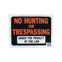 HY-KO Hy-Glo Series 3011 Identification Sign, No Hunting/Trespassing, Fluorescent Orange Legend, Plastic 10 Pack 