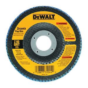 DeWALT DW8310 Flap Disc, 4-1/2 in Dia, 7/8 in Arbor, Coated, 120 Grit, Fine, Zirconia Abrasive