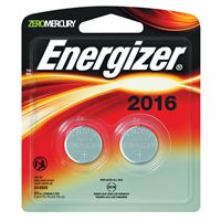 Energizer 2016BP-2 Coin Cell Battery, 3 V Battery, 100 mAh, CR2016 Battery, Lithium, Manganese Dioxide 