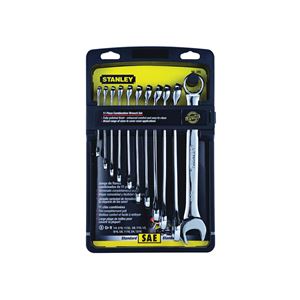 Stanley 94-385W Wrench Set, 11-Piece, Steel, Polished Chrome, Specifications: SAE Measurement