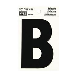 Hy-Ko RV-50/B Reflective Letter, Character: B, 3 in H Character, Black Character, Silver Background, Vinyl 10 Pack 