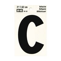 HY-KO RV-50/C Reflective Letter, Character: C, 3 in H Character, Black Character, Silver Background, Vinyl 10 Pack 