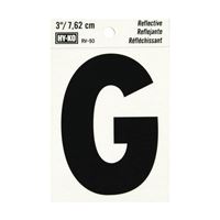 HY-KO RV-50/G Reflective Letter, Character: G, 3 in H Character, Black Character, Silver Background, Vinyl 10 Pack 