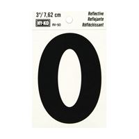 HY-KO RV-50/O Reflective Letter, Character: O, 3 in H Character, Black Character, Silver Background, Vinyl 10 Pack 