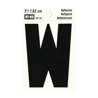 HY-KO RV-50/W Reflective Letter, Character: W, 3 in H Character, Black Character, Silver Background, Vinyl 10 Pack 