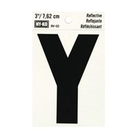HY-KO RV-50/Y Reflective Letter, Character: Y, 3 in H Character, Black Character, Silver Background, Vinyl 10 Pack 