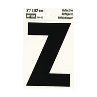 Hy-Ko RV-50/Z Reflective Letter, Character: Z, 3 in H Character, Black Character, Silver Background, Vinyl 10 Pack 
