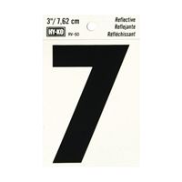 HY-KO RV-50/7 Reflective Sign, Character: 7, 3 in H Character, Black Character, Silver Background, Vinyl 10 Pack 
