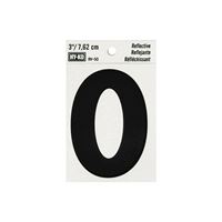 HY-KO RV-50/0 Reflective Sign, Character: 0, 3 in H Character, Black Character, Silver Background, Vinyl 10 Pack 
