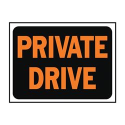 Hy-Ko Hy-Glo Series 3028 Identification Sign, Rectangular, PRIVATE DRIVE, Fluorescent Orange Legend, Black Background, Pack of 10 