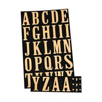 HY-KO MM-3L Packaged Letter Set, 1-3/4 in H Character, Gold Character, Black Background, Mylar 