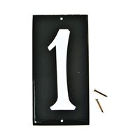 HY-KO CA-25/1 House Number, Character: 1, 3-1/2 in H Character, White Character, Black Background, Aluminum 10 Pack 