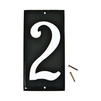 HY-KO CA-25/2 House Number, Character: 2, 3-1/2 in H Character, White Character, Black Background, Aluminum 10 Pack 