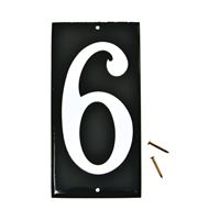 HY-KO CA-25/6 House Number, Character: 6, 3-1/2 in H Character, White Character, Black Background, Aluminum 10 Pack 