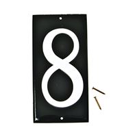 HY-KO CA-25/8 House Number, Character: 8, 3-1/2 in H Character, White Character, Black Background, Aluminum 10 Pack 