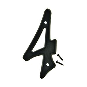 Hy-Ko PN-29/4 House Number, Character: 4, 4 in H Character, Black Character, Plastic, Pack of 10