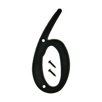 Hy-Ko PN-29/6 House Number, Character: 6, 4 in H Character, Black Character, Plastic, Pack of 10 