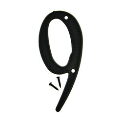 Hy-Ko PN-29/9 House Number, Character: 9, 4 in H Character, Black Character, Plastic, Pack of 10 