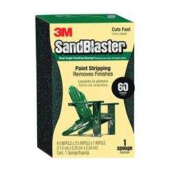 3M SandBlaster 9558 Sanding Sponge, 4-1/2 in L, 2-1/2 in W, 60 Grit, Fine, Aluminum Oxide Abrasive 