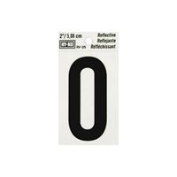 HY-KO RV-25/0 Reflective Sign, Character: 0, 2 in H Character, Black Character, Silver Background, Vinyl 10 Pack 