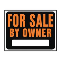 Hy-Ko Hy-Glo Series SP-101 Jumbo Identification Sign, For Sale By Owner, Fluorescent Orange Legend, Plastic 5 Pack 
