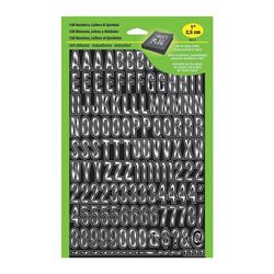 HY-KO MM-31 Packaged Number and Letter Set, 1 in H Character, Silver Character, Black Background, Vinyl 5 Pack 