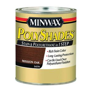 Minwax PolyShades 213854444 Wood Stain and Polyurethane, Satin, Mission Oak, Liquid, 0.5 pt, Can