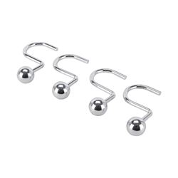 Simple Spaces SD-CBH-CH Ball Shower Curtin Hook, 1-1/16 in Opening, Steel, Chrome, 1-3/4 in W, 2-7/8 in H 