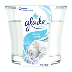 Glade 76958 Air Freshener Candle, 3.4 oz Jar, Clean Linen 6 Pack