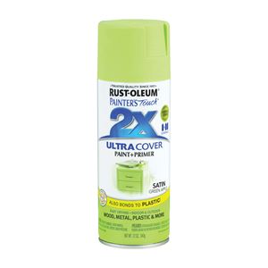 Painter's Touch 2X Ultra Cover 334070 Spray Paint, Satin, Green Apple, 12 oz, Aerosol Can