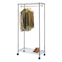 Simple Spaces SS-8058-90TCH-3L Garment Rack with Wheel, 1-Shelf, Silver 