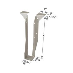 MiTek TFL25118 Joist Hanger, 11-7/8 in H, 2 in D, 2-1/2 in W, 2-1/2 in x 11-7/8 in, Steel, G90 Galvanized, Top Mounting 25 Pack 