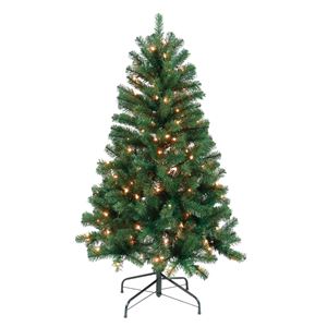 Santas Forest 61747 Sheared Tree, 4-1/2 ft H, Noble Fir Family, 120 W, Tungsten Bulb, Clear Light