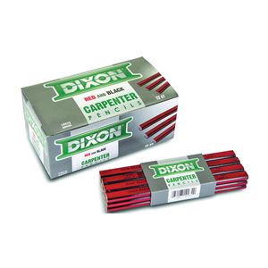 Dixon Ticonderoga 19971 Carpenter Pencil, 7 in L, Wood Barrel, Black/Red Barrel 12 Pack