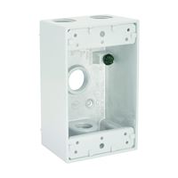 Hubbell 5321-1 Weatherproof Box, 4-Outlet, 1-Gang, Aluminum, White, Powder-Coated 